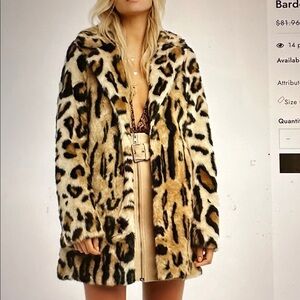 Bardot Leopard Print Faux Fur Coat